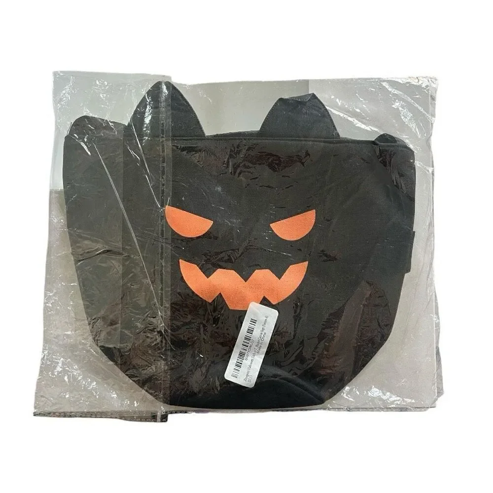 Brand New Spooky Bat Halloween Trick or Treat Soft Canvas Candy Bucket Basket